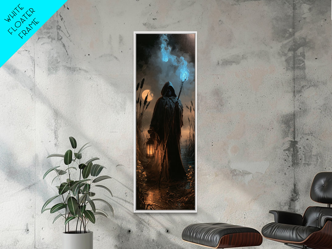 The Will-O'-The-Wisp Shepherd, Antique Gothic Portrait, Tall Narrow Wall Art, Canvas Print, Gothic Wall Decor, Halloween Portrait Art