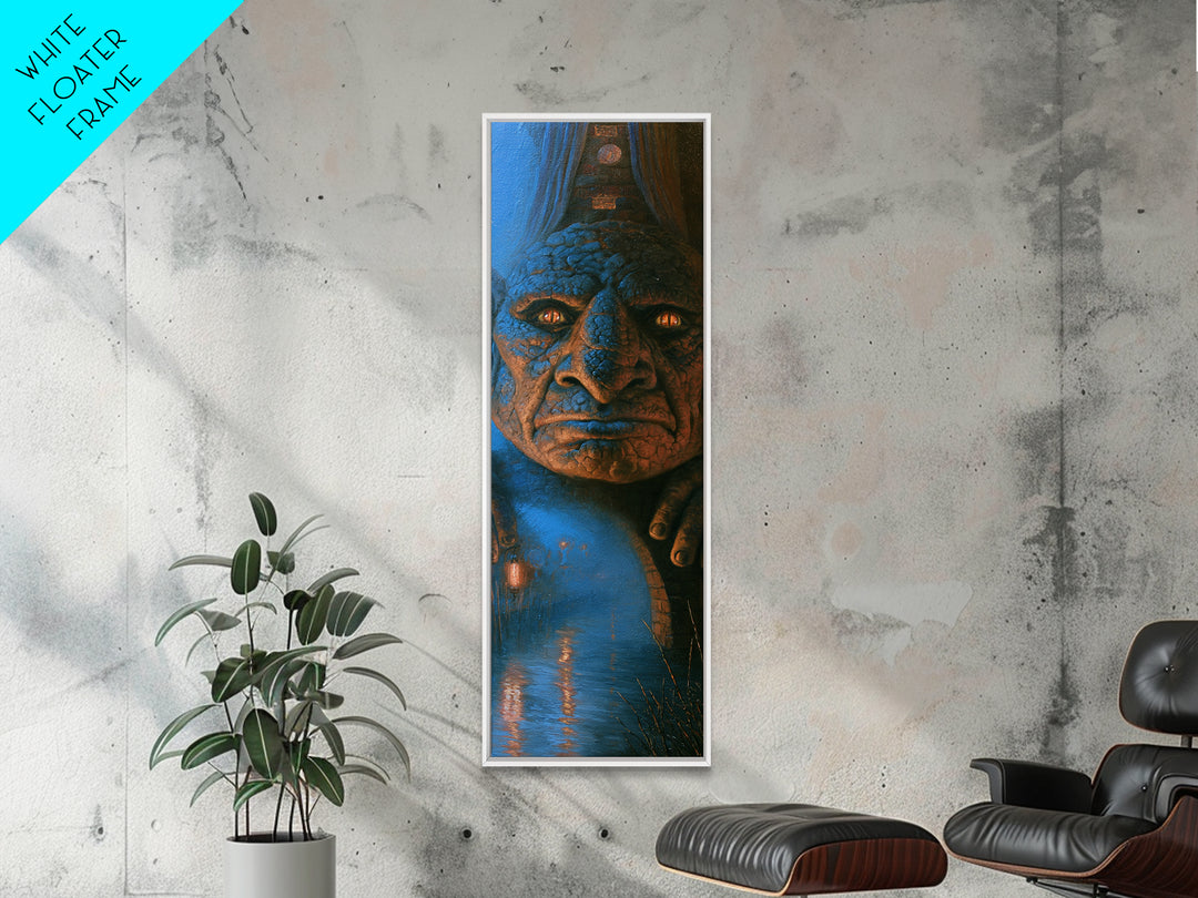 The Bridge Troll At Midnight, Victorian Gothic Art, Tall Narrow Wall Art, Canvas Print, Gothic Wall Decor, Halloween Portrait Art