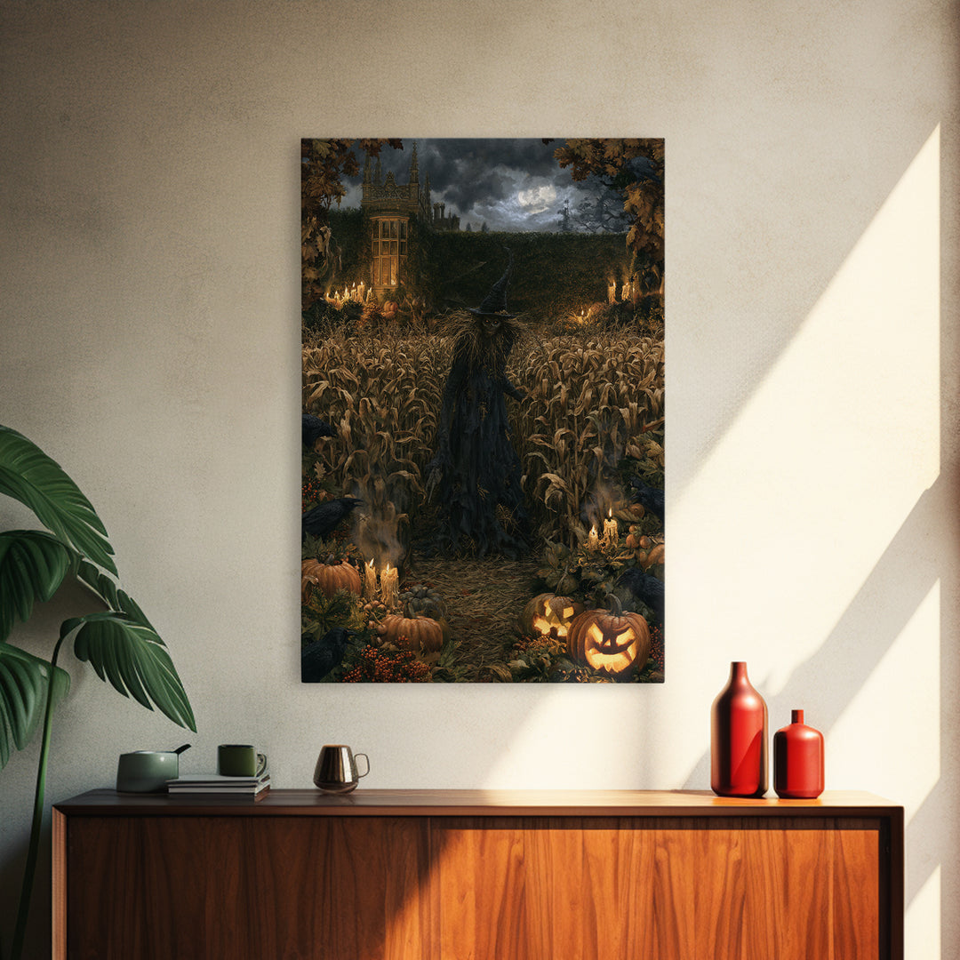 The Cornfield Crawler, Victorian Gothic Art, Vertical Wall Art, Framed Canvas Print, Gothic Wall Decor, Halloween Portrait Art