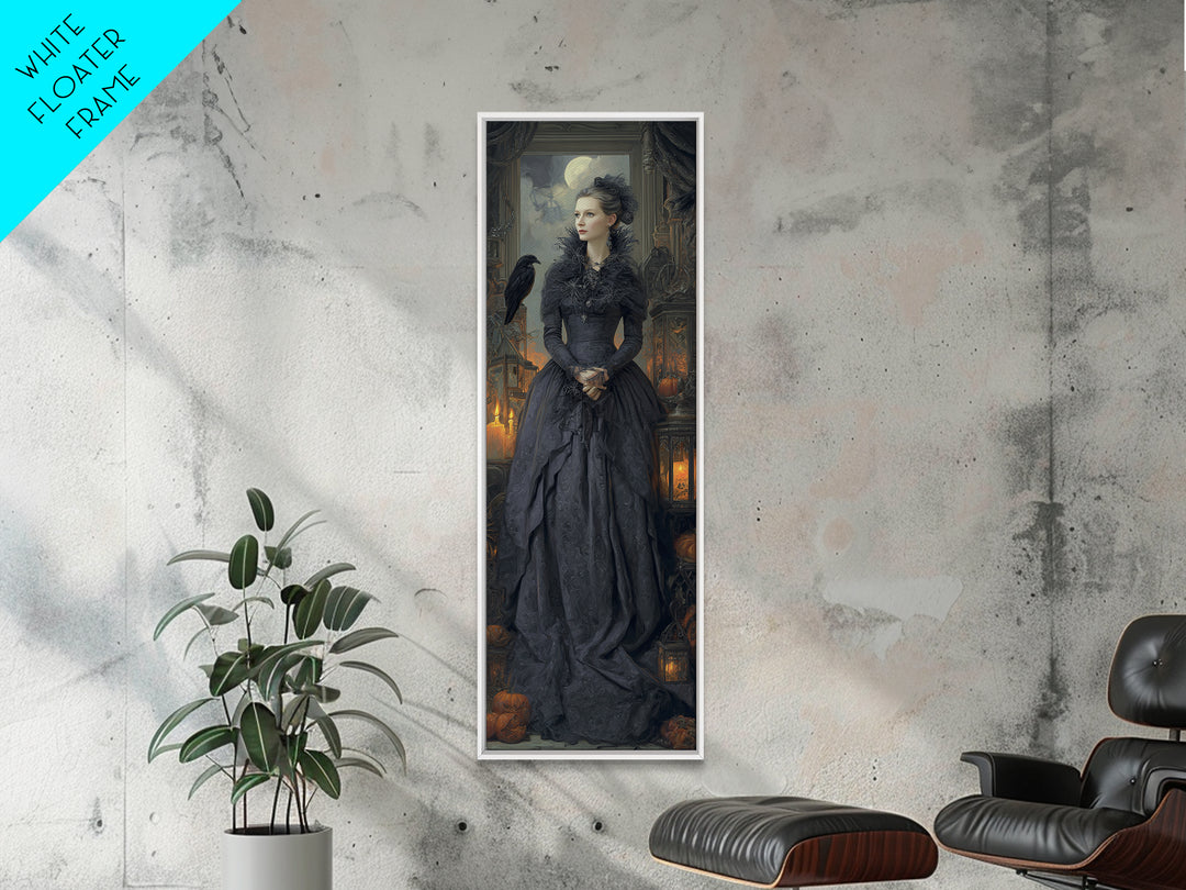 The Spider Queen, Macabre Victorian Decor, Tall Narrow Wall Art, Framed Canvas Print, Gothic Wall Decor, Halloween Portrait Art