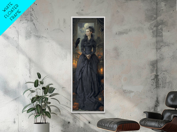 The Spider Queen, Macabre Victorian Decor, Tall Narrow Wall Art, Framed Canvas Print, Gothic Wall Decor, Halloween Portrait Art