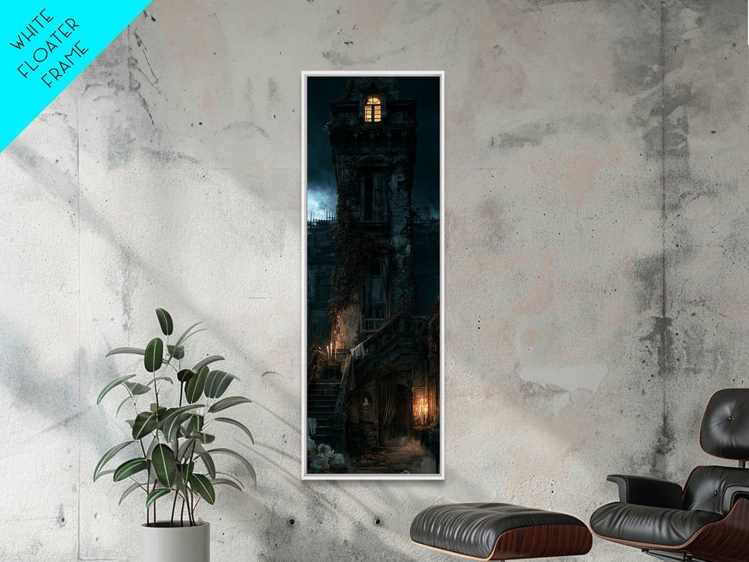 The Haunted Manor, Macabre Victorian Decor, Tall Narrow Wall Art, Canvas Print, Gothic Wall Decor, Halloween Portrait Art