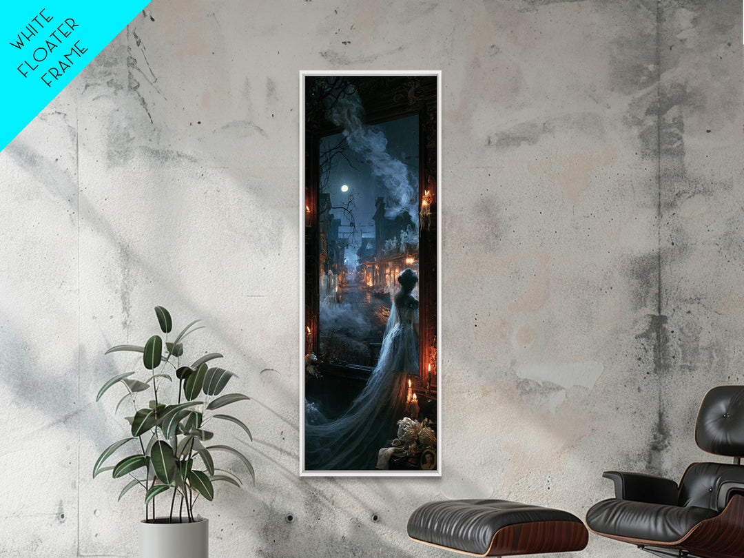 The Ghost Town Main Street, Macabre Victorian Decor, Tall Narrow Wall Art, Canvas Print, Gothic Wall Decor, Halloween Portrait Art