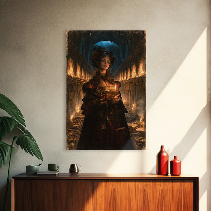 The Endless Catacombs, Victorian Gothic Art, Vertical Wall Art, Canvas Print, Gothic Wall Decor, Halloween Portrait Art, Dark Fantasy Art