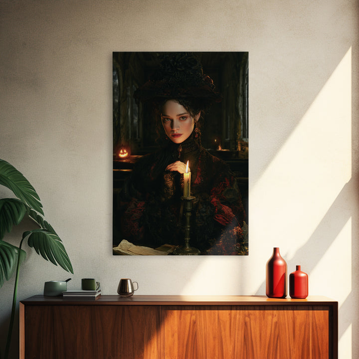 The Overgrown Chapel, Antique Gothic Portrait, Vertical Wall Art, Framed Canvas Print, Gothic Wall Decor, Halloween Portrait Art