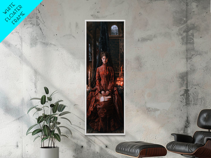 The Silent Schoolhouse, Victorian Gothic Art, Tall Narrow Wall Art, Framed Canvas Print, Gothic Wall Decor, Halloween Portrait Art