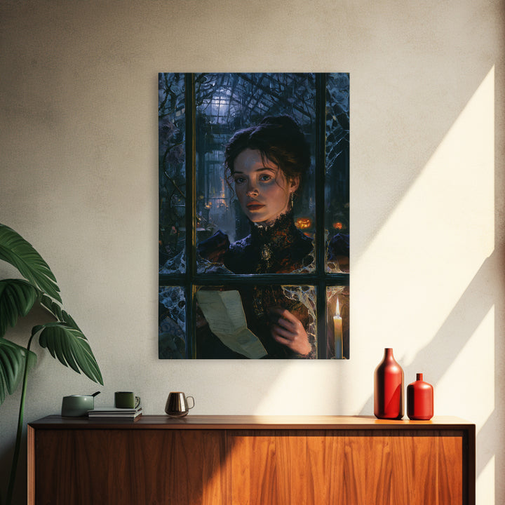 The Cemetery Greenhouse, Victorian Gothic Art, Vertical Wall Art, Canvas Print, Gothic Wall Decor, Halloween Portrait Art