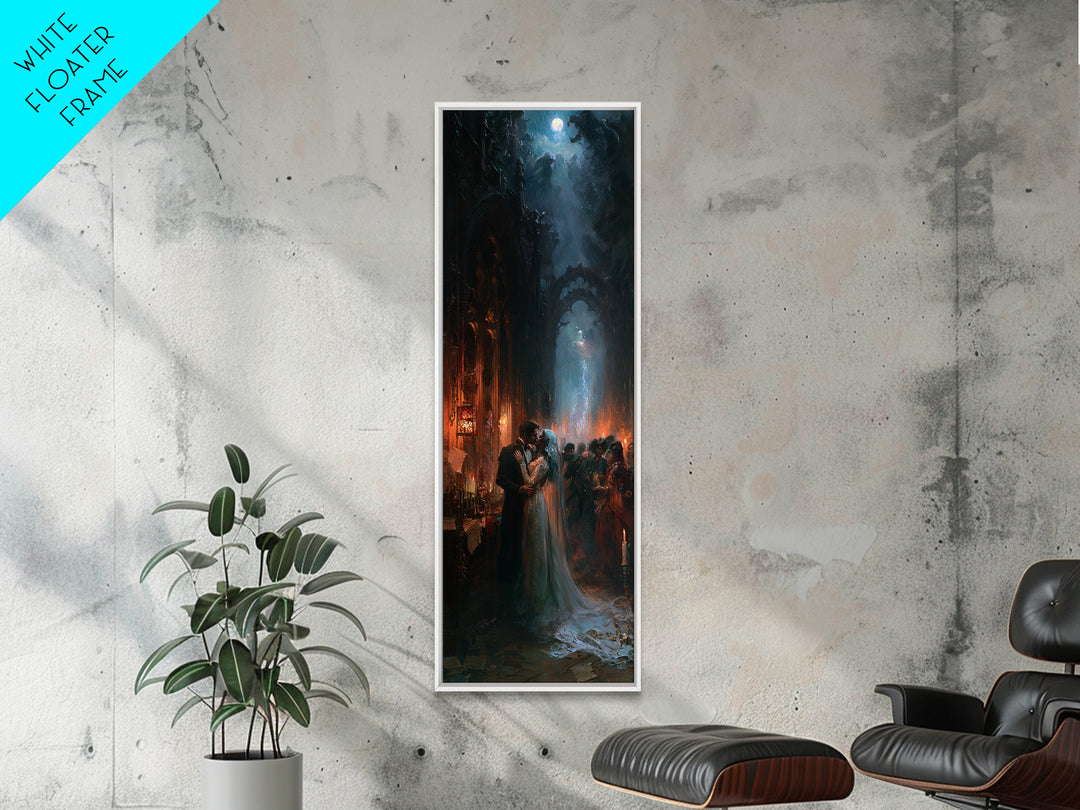 The Ghost Wedding, Victorian Gothic Art, Tall Narrow Wall Art, Canvas Print, Gothic Wall Decor, Halloween Portrait Art, Spooky Wall Decor
