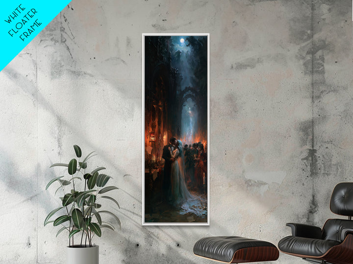 The Ghost Wedding, Victorian Gothic Art, Tall Narrow Wall Art, Canvas Print, Gothic Wall Decor, Halloween Portrait Art, Spooky Wall Decor