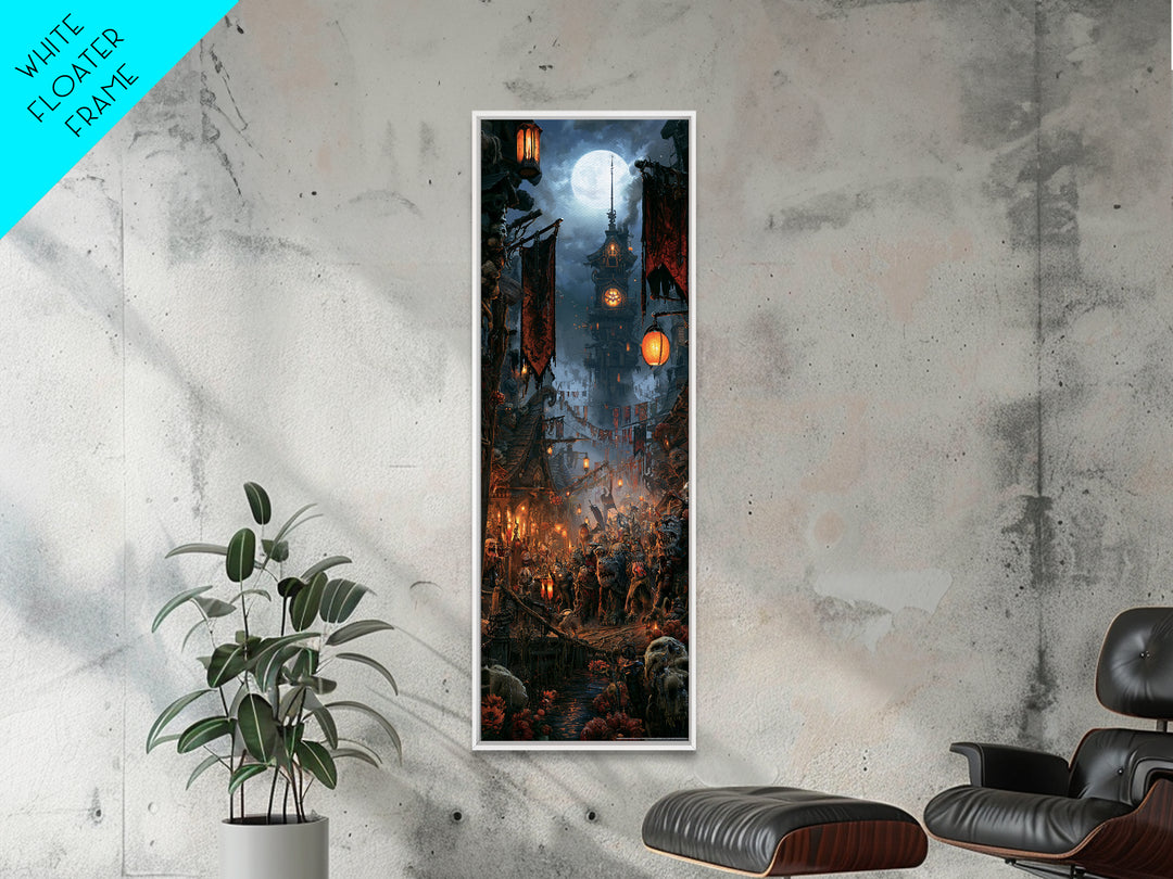 The Monster Parade, Dark Academia Wall Art, Tall Narrow Wall Art, Canvas Print, Gothic Wall Decor, Halloween Portrait Art, Gothic Home Decor