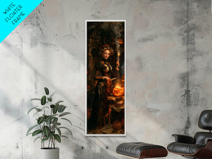 The Pumpkin-Carving Ritual, Victorian Horror Portrait, Tall Narrow Wall Art, Framed Canvas Print, Gothic Wall Decor, Halloween Portrait Art