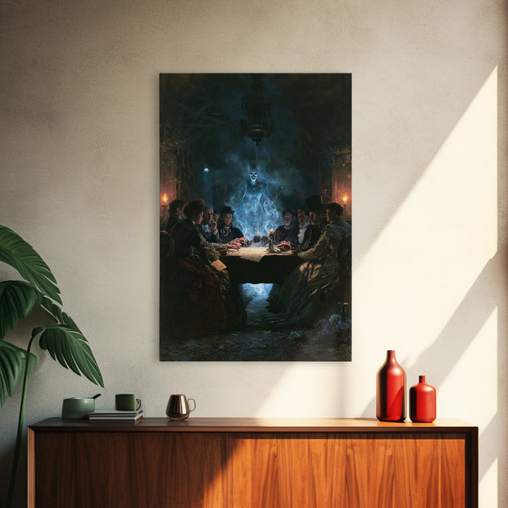 The Candlelit Seance, Antique Gothic Portrait, Vertical Wall Art, Framed Canvas Print, Gothic Wall Decor, Halloween Portrait Art