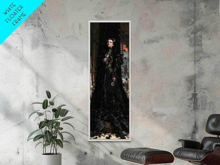The Raven Funeral, Antique Gothic Portrait, Tall Narrow Wall Art, Canvas Print, Gothic Wall Decor, Halloween Portrait Art