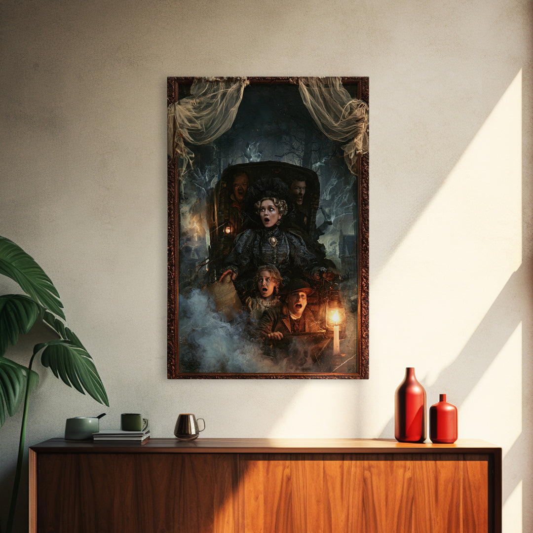 The Haunted Hayride, Dark Academia Wall Art, Vertical Wall Art, Framed Canvas Print, Gothic Wall Decor, Halloween Portrait Art