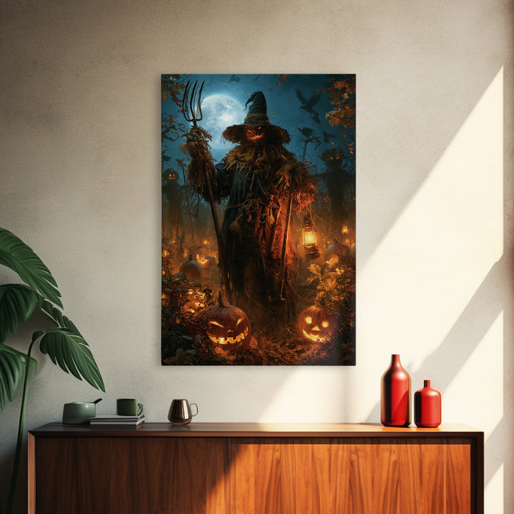 The Scarecrow Uprising, Macabre Victorian Decor, Vertical Wall Art, Framed Canvas Print, Gothic Wall Decor, Halloween Portrait Art