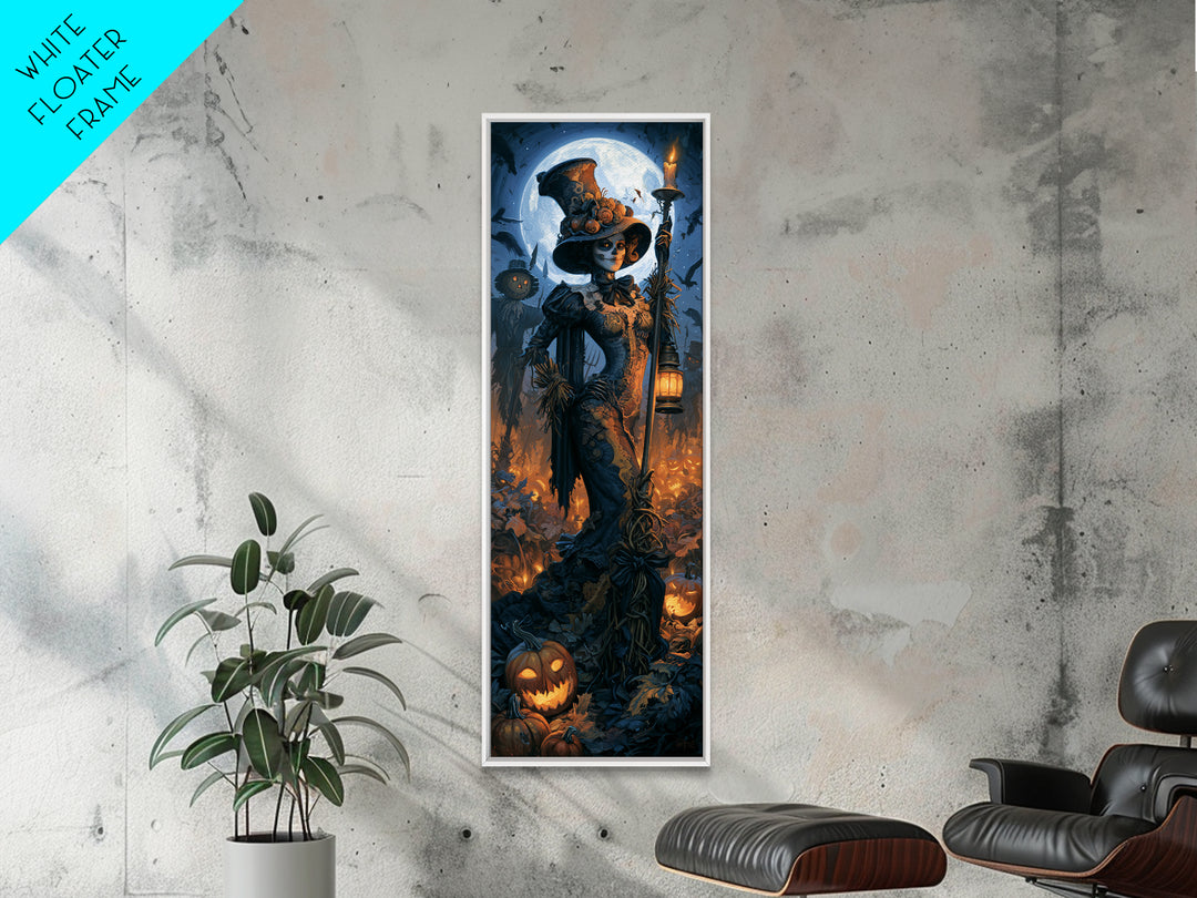 The Scarecrow Uprising, Dark Academia Wall Art, Tall Narrow Wall Art, Framed Canvas Print, Gothic Wall Decor, Halloween Portrait Art