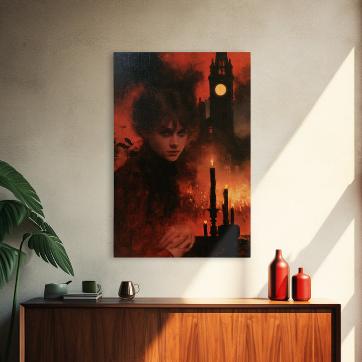 The Thirteenth Bell, Victorian Horror Portrait, Vertical Wall Art, Canvas Print, Gothic Wall Decor, Halloween Portrait Art, Macabre Wall Art