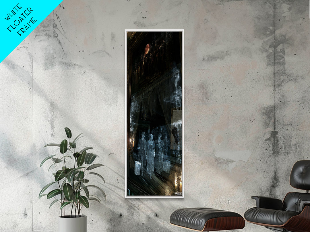 The Ghost Train Arrival, Victorian Gothic Art, Tall Narrow Wall Art, Framed Canvas Print, Gothic Wall Decor, Halloween Portrait Art