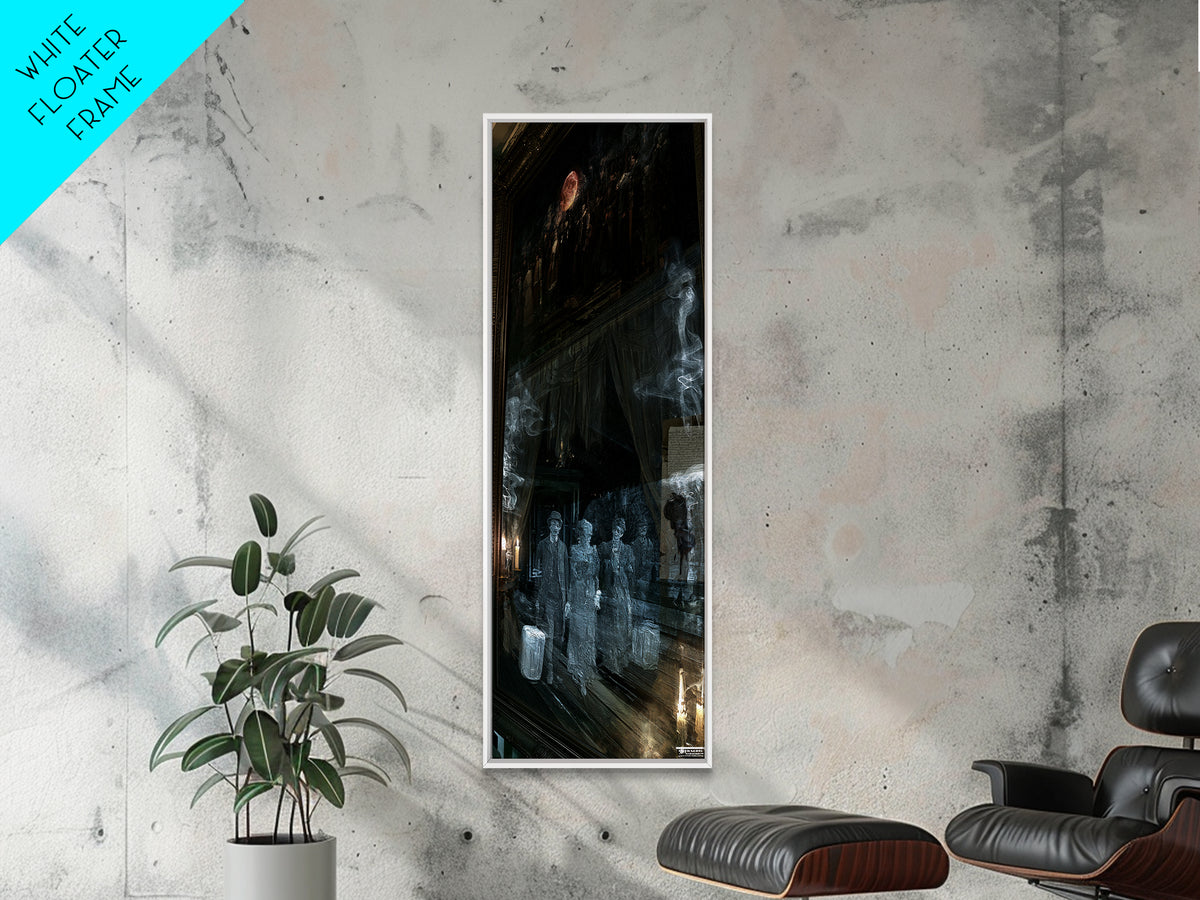 The Ghost Train Arrival, Victorian Gothic Art, Tall Narrow Wall Art, Framed Canvas Print, Gothic Wall Decor, Halloween Portrait Art