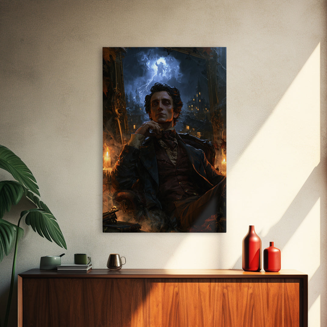 The Halloween Storm, Victorian Gothic Art, Vertical Wall Art, Canvas Print, Gothic Wall Decor, Halloween Portrait Art, Gothic Home Decor