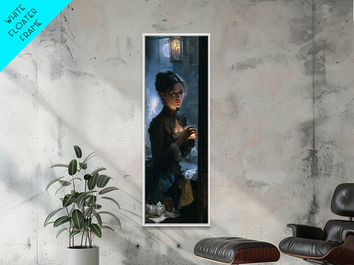The Haunted Music Box, Antique Gothic Portrait, Tall Narrow Wall Art, Canvas Print, Gothic Wall Decor, Halloween Portrait Art