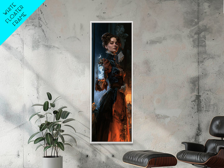 The Bottled Ghost, Victorian Gothic Art, Tall Narrow Wall Art, Canvas Print, Gothic Wall Decor, Halloween Portrait Art, Statement Wall Art