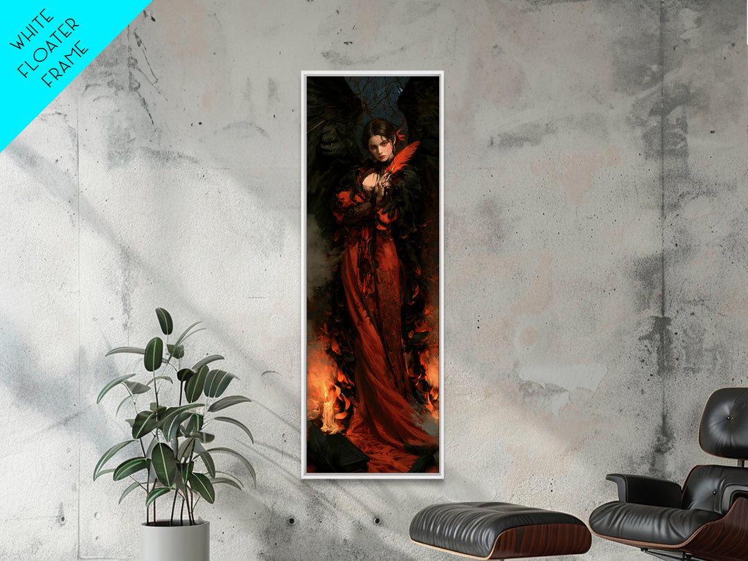 The Raven-Feather Quill, Victorian Horror Portrait, Tall Narrow Wall Art, Canvas Print, Gothic Wall Decor, Halloween Portrait Art
