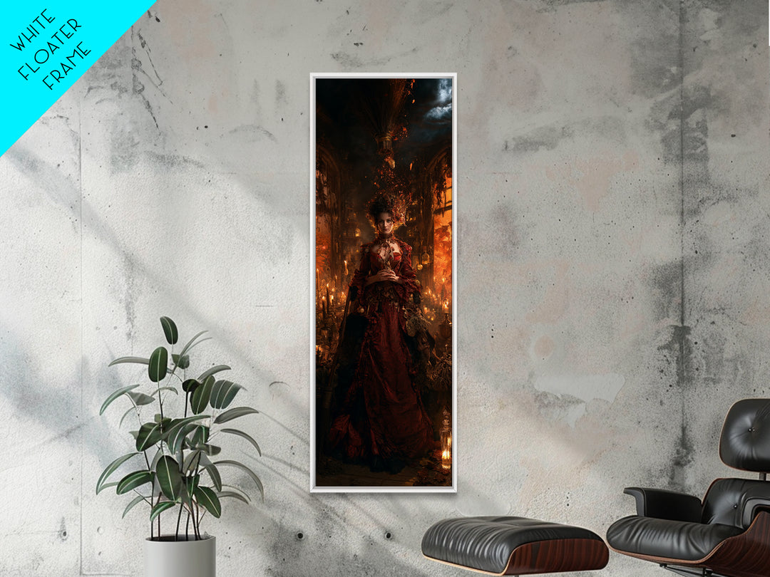 The Witch'S Broom, Victorian Gothic Art, Tall Narrow Wall Art, Canvas Print, Gothic Wall Decor, Halloween Portrait Art, Halloween Wall Art