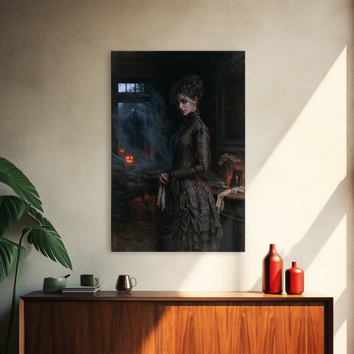 The Haunted Portrait, Antique Gothic Portrait, Vertical Wall Art, Canvas Print, Gothic Wall Decor, Halloween Portrait Art