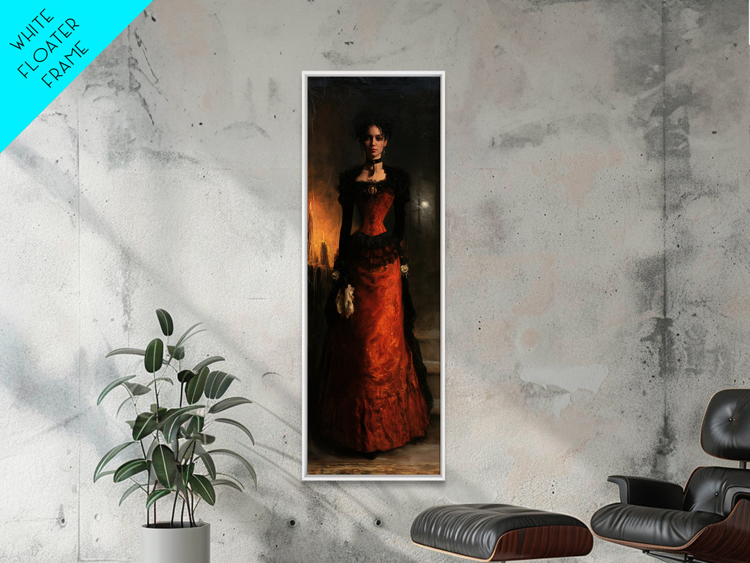 The Haunted Portrait, Victorian Gothic Art, Tall Narrow Wall Art, Canvas Print, Gothic Wall Decor, Halloween Portrait Art