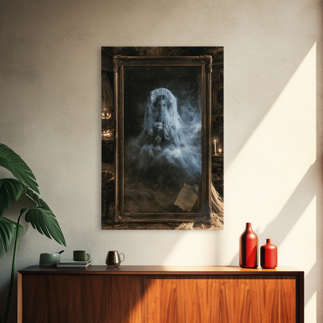 Victorian Mourning Halloween, Victorian Gothic Art, Vertical Wall Art, Canvas Print, Gothic Wall Decor, Halloween Portrait Art