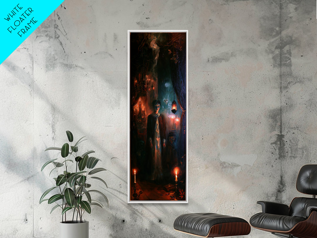 1950s Halloween Nostalgia, Victorian Horror Portrait, Tall Narrow Wall Art, Canvas Print, Gothic Wall Decor, Halloween Portrait Art