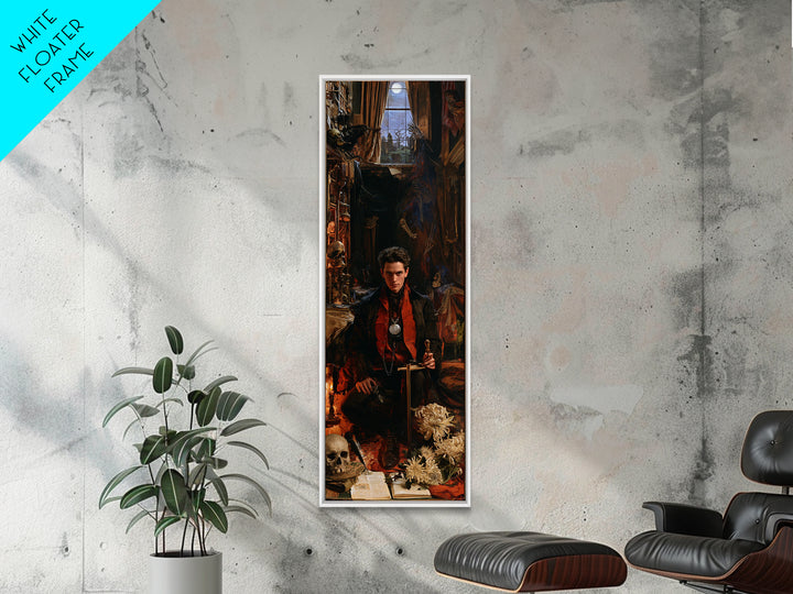 Dark Academia Halloween, Dark Academia Wall Art, Tall Narrow Wall Art, Canvas Print, Gothic Wall Decor, Halloween Portrait Art
