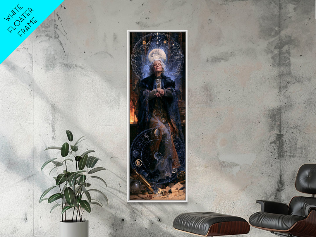 Celestial Witchcraft, Victorian Horror Portrait, Tall Narrow Wall Art, Canvas Print, Gothic Wall Decor, Halloween Portrait Art