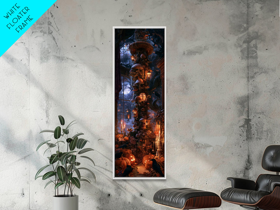 Enchanted Woodland Halloween, Victorian Gothic Art, Tall Narrow Wall Art, Canvas Print, Gothic Wall Decor, Halloween Portrait Art
