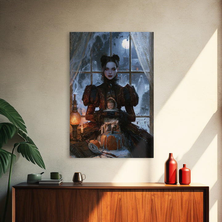 Frozen Halloween, Antique Gothic Portrait, Vertical Wall Art, Canvas Print, Gothic Wall Decor, Halloween Portrait Art, Dark Fantasy Art