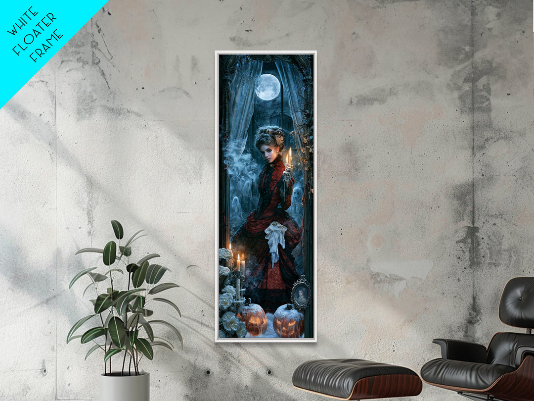 Frozen Halloween, Antique Gothic Portrait, Tall Narrow Wall Art, Canvas Print, Gothic Wall Decor, Halloween Portrait Art, Spooky Wall Decor