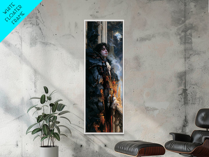 The Bat Prince, Antique Gothic Portrait, Tall Narrow Wall Art, Canvas Print, Gothic Wall Decor, Halloween Portrait Art, Macabre Wall Art