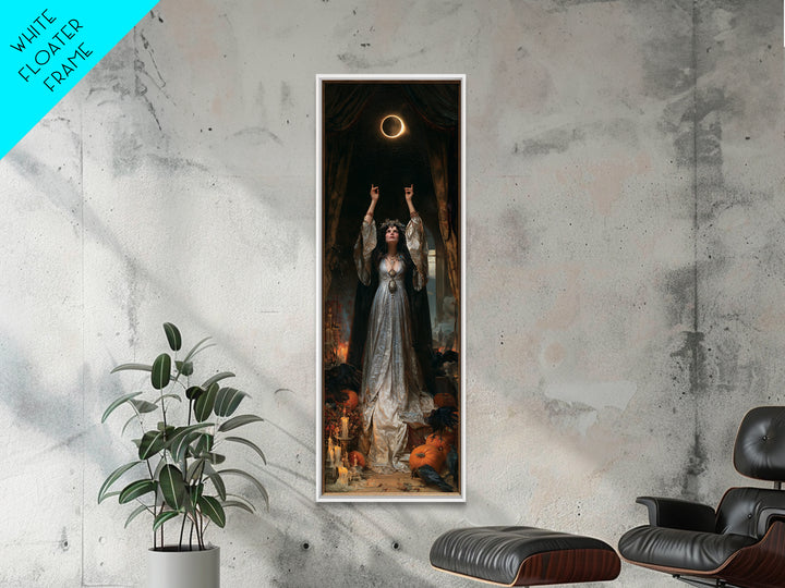 The Moon Priestess, Macabre Victorian Decor, Tall Narrow Wall Art, Canvas Print, Gothic Wall Decor, Halloween Portrait Art, Halloween Decor