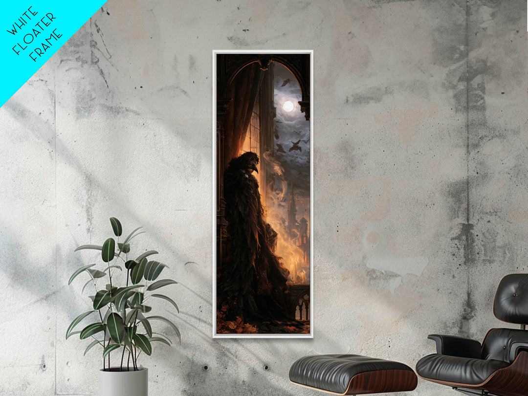 The Crow-Masked Assassin, Dark Academia Wall Art, Tall Narrow Wall Art, Canvas Print, Gothic Wall Decor, Halloween Portrait Art