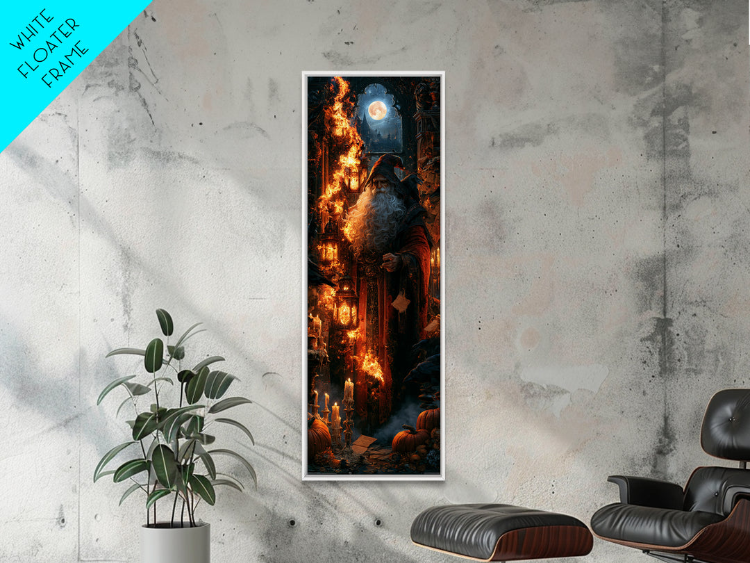 The Lantern Mage, Macabre Victorian Decor, Tall Narrow Wall Art, Framed Canvas Print, Gothic Wall Decor, Halloween Portrait Art