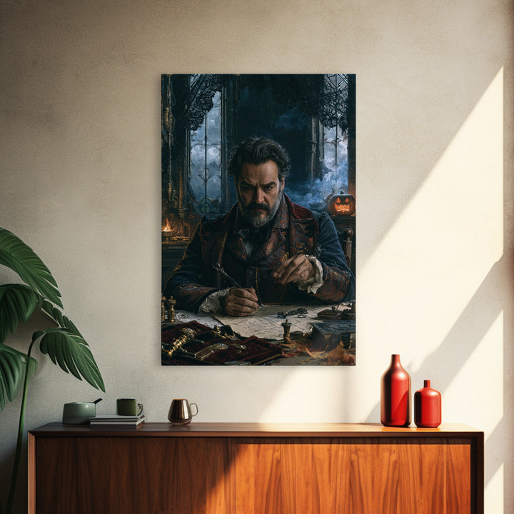 The Royal Coffin Maker, Victorian Horror Portrait, Vertical Wall Art, Framed Canvas Print, Gothic Wall Decor, Halloween Portrait Art