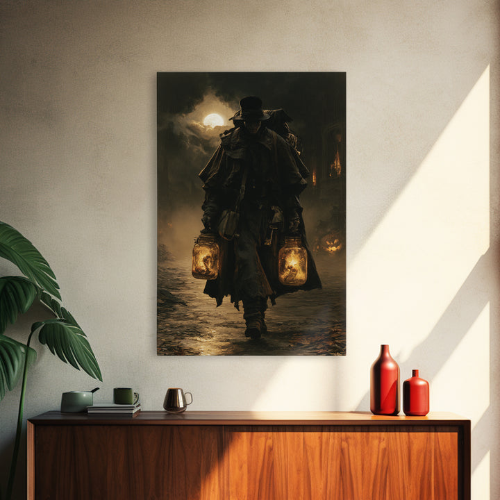 The Soul Collector, Dark Academia Wall Art, Vertical Wall Art, Canvas Print, Gothic Wall Decor, Halloween Portrait Art, Macabre Wall Art