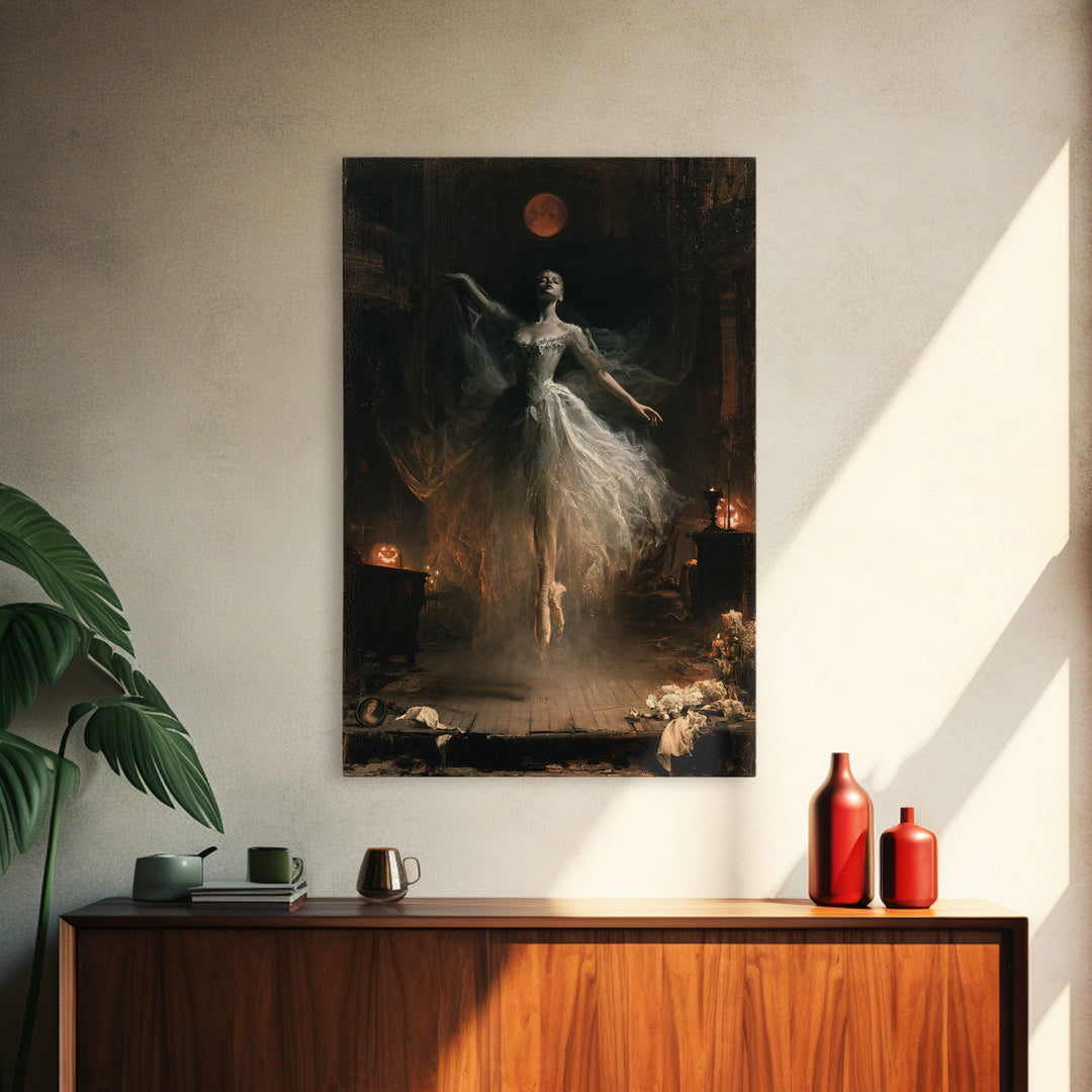 The Phantom Ballerina, Victorian Gothic Art, Vertical Wall Art, Canvas Print, Gothic Wall Decor, Halloween Portrait Art