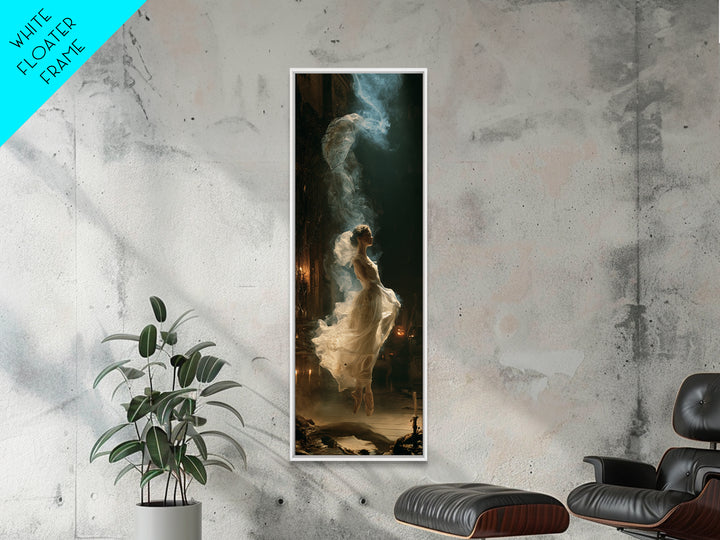 The Phantom Ballerina, Victorian Gothic Art, Tall Narrow Wall Art, Framed Canvas Print, Gothic Wall Decor, Halloween Portrait Art