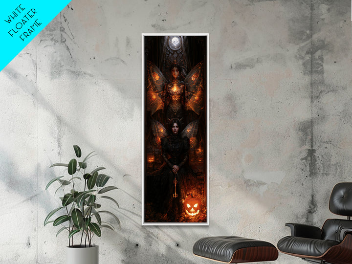 The Moth-Winged Empress, Victorian Horror Portrait, Tall Narrow Wall Art, Canvas Print, Gothic Wall Decor, Halloween Portrait Art