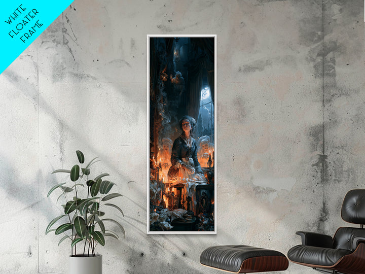 The Ghost Bakery, Dark Academia Wall Art, Tall Narrow Wall Art, Framed Canvas Print, Gothic Wall Decor, Halloween Portrait Art
