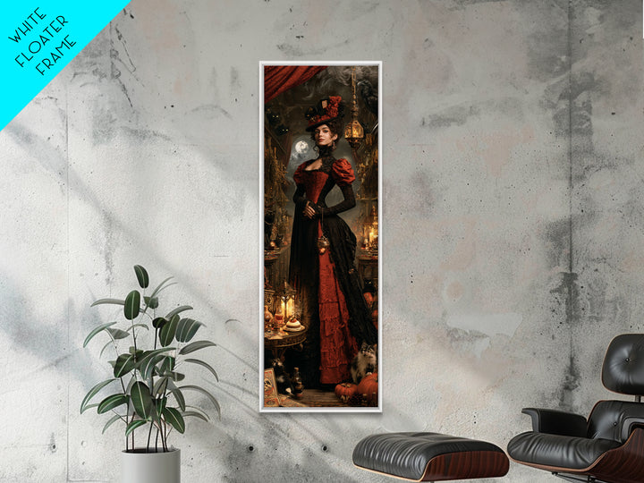The Witch'S Cat Cafe, Dark Academia Wall Art, Tall Narrow Wall Art, Canvas Print, Gothic Wall Decor, Halloween Portrait Art, Halloween Decor