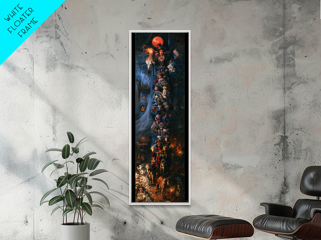 The Haunted Toy Parade, Victorian Gothic Art, Tall Narrow Wall Art, Framed Canvas Print, Gothic Wall Decor, Halloween Portrait Art