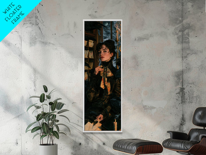 The Raven Post Office, Victorian Gothic Art, Tall Narrow Wall Art, Canvas Print, Gothic Wall Decor, Halloween Portrait Art, Halloween Decor